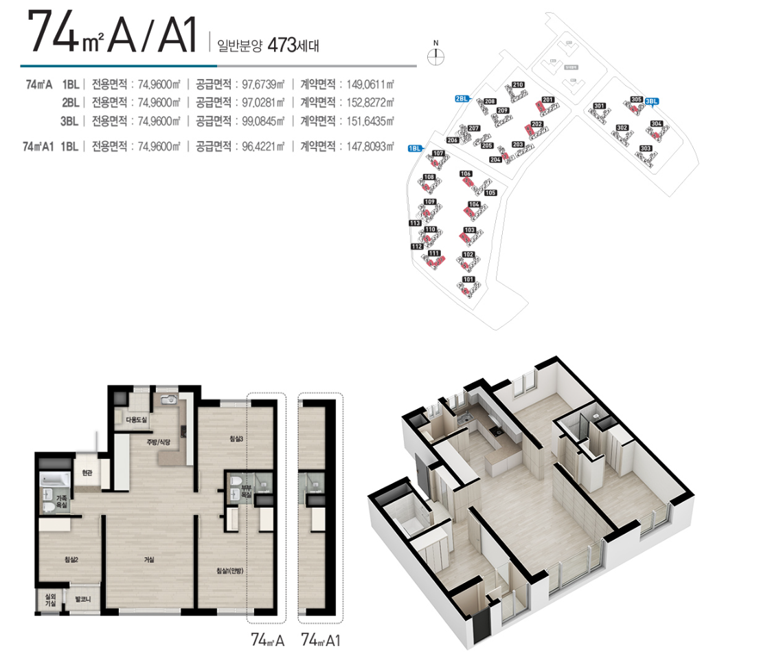 산성역자이푸르지오 74A 평면도