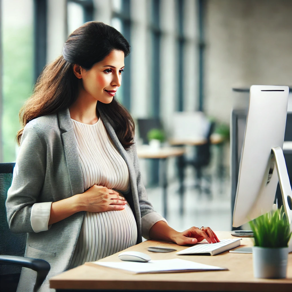 회사에서 일하고 있는 임산부