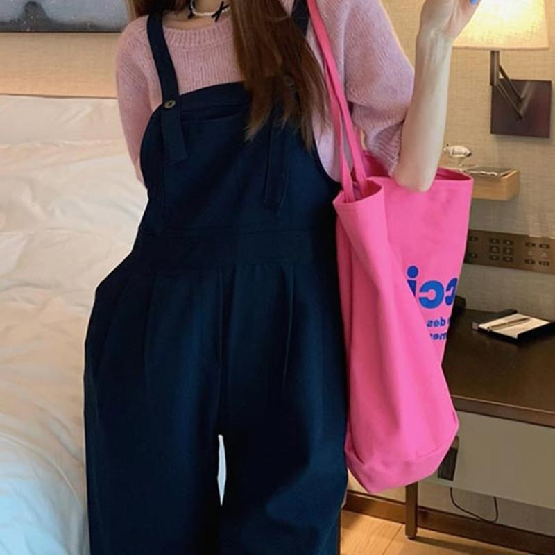 여성 점프슈트 단추 여름 멜빵바지 팬츠 오버롤