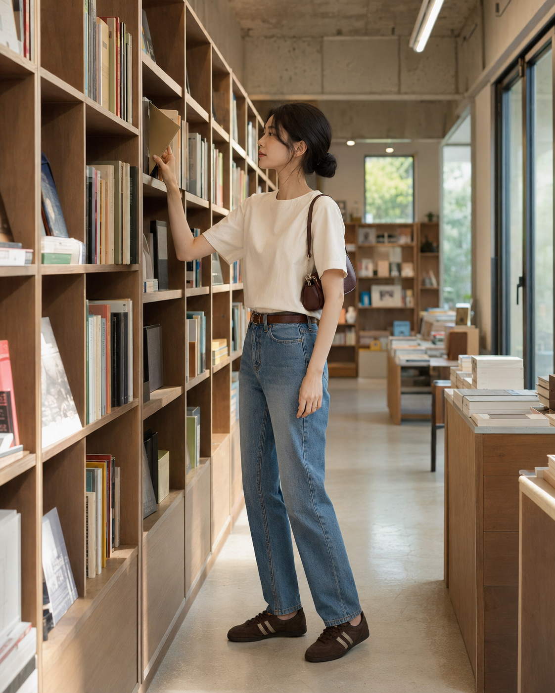 추천 코디: 구조적인 화이트 티셔츠에서 형태&middot;비율&middot;활용 포인트의 차이를 비교한 이미지입니다.