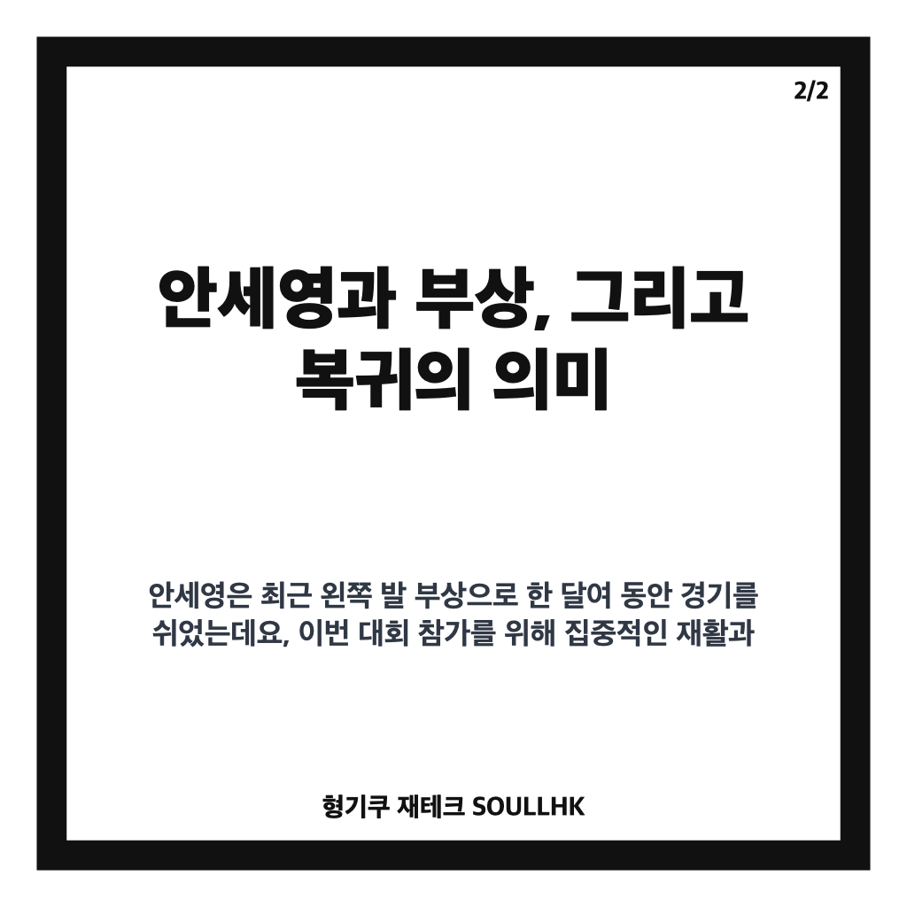 안세영 16강 진출 확정, 부상 딛고 세계선수권 정상 도전 시작 카드뉴스 3