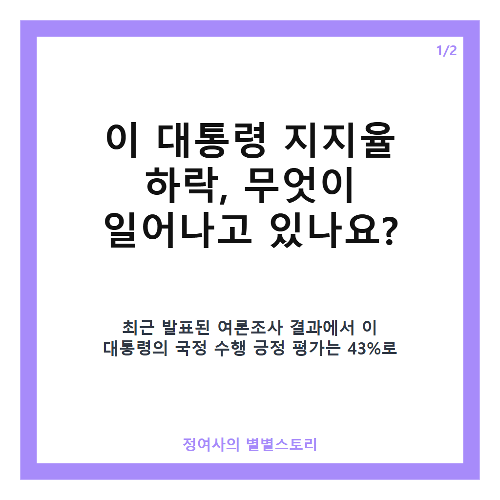 이 대통령 지지율 하락 원인과 현황 분석: 정책 혼선과 민생 불안 영향 카드뉴스 1
