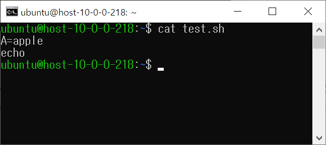 cat << EOF 실행결과 2
