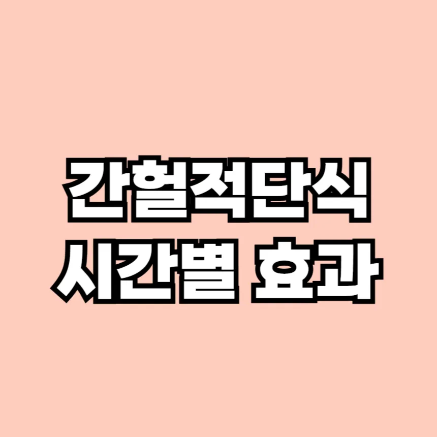 간헐적 단식 시간별 효과