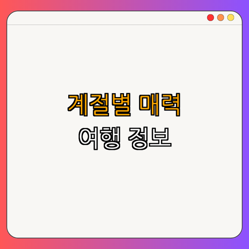 4. 계절별 여행 (여름, 겨울 각 계절의 매력)