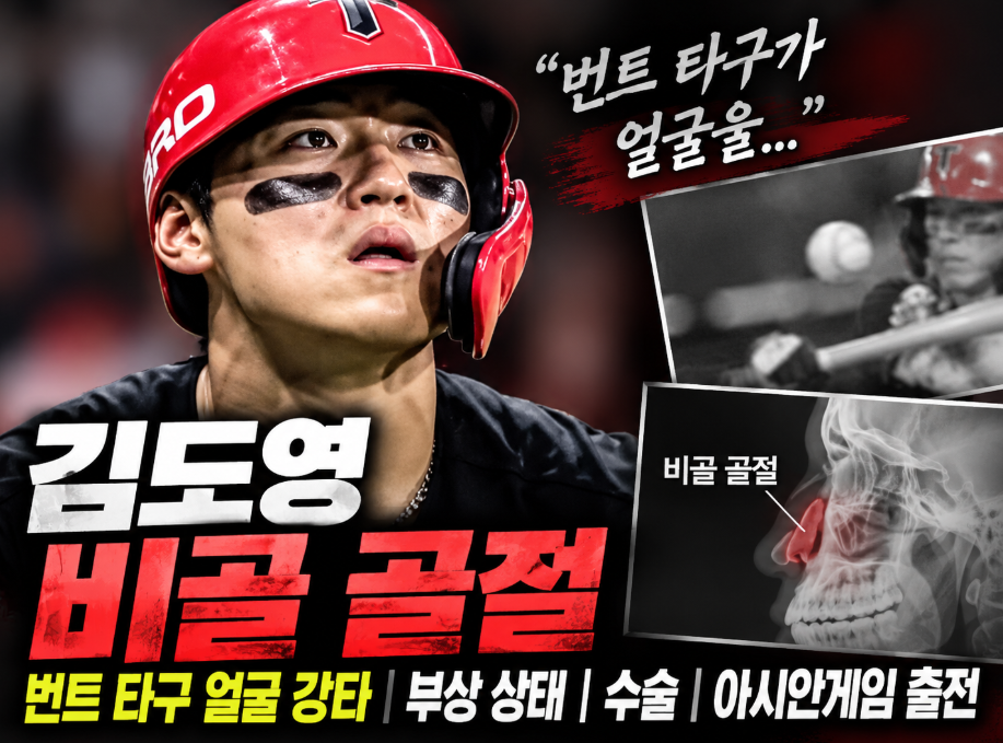 김도영 비골 골절|번트 타구 얼굴 강타·부상 상태·수술·아시안게임 출전