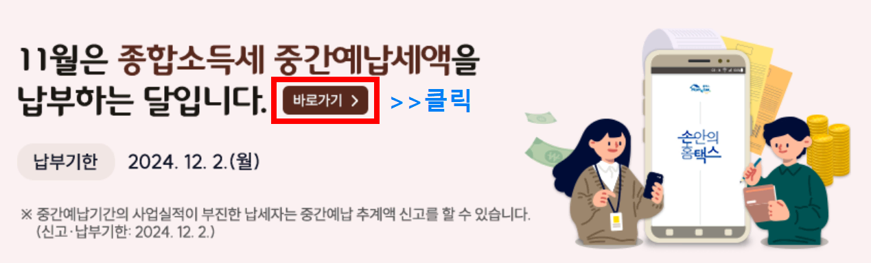 2024 11월 종합소득세 중간예납 납부 조회