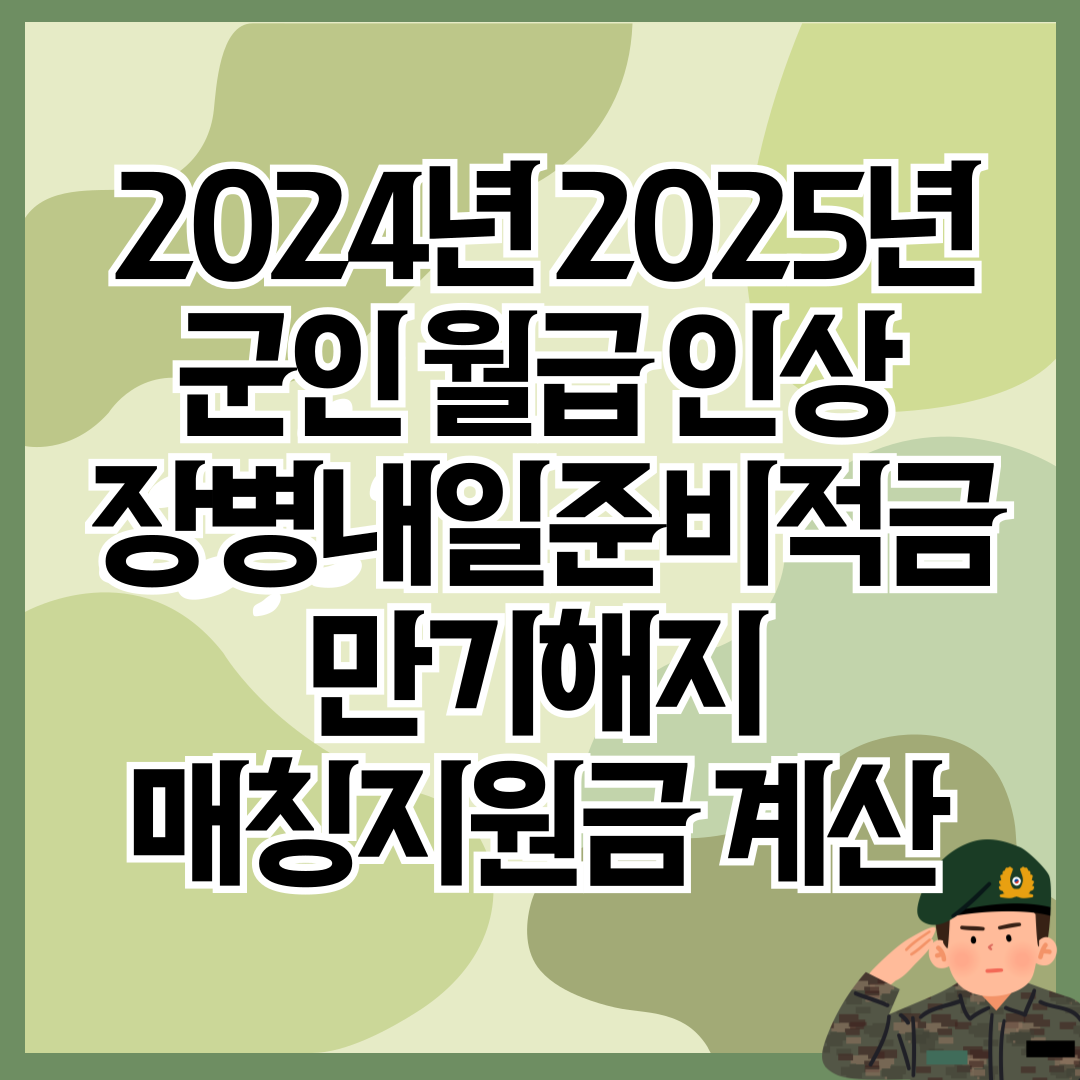 2024년 2025년 군인 월급 인상 장병내일준비적금 만기해지 매칭지원금 계산 썸네일