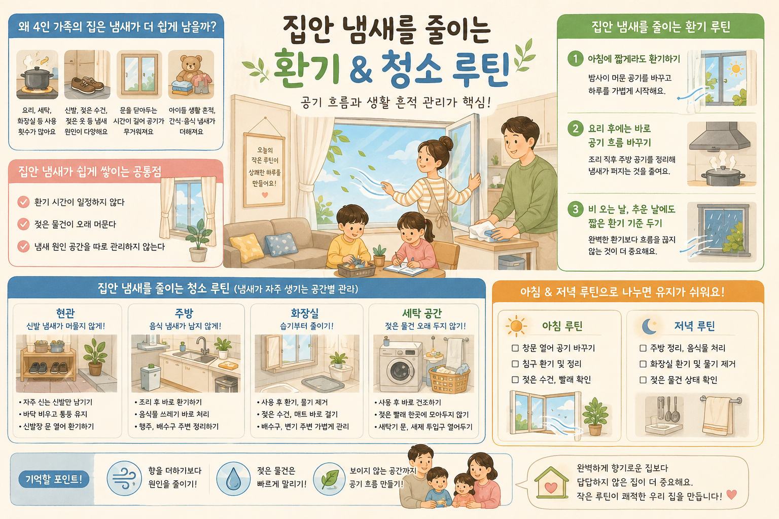 집안 냄새를 줄이는 환기, 청소 루틴