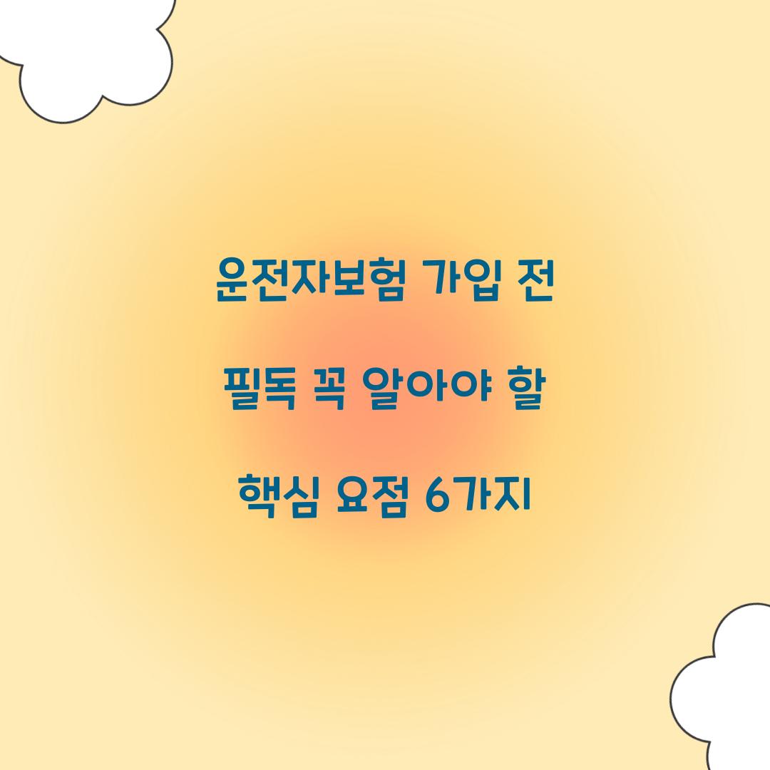 운전자보험 가입 전 필독