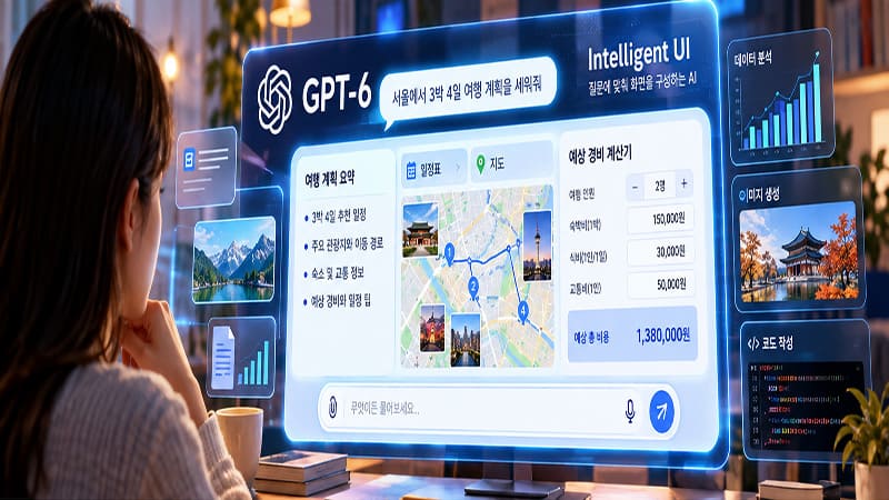 <img src=” intelligent-ai-interface.jpg” alt=”질문에 맞춰 다양한 정보와 시각 자료를 제공하는 인공지능 인터페이스”>