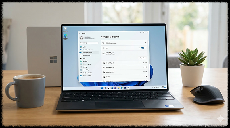 윈도우11 네트워크 설정 화면에서 와이파이 옵션을 확인하는 모습