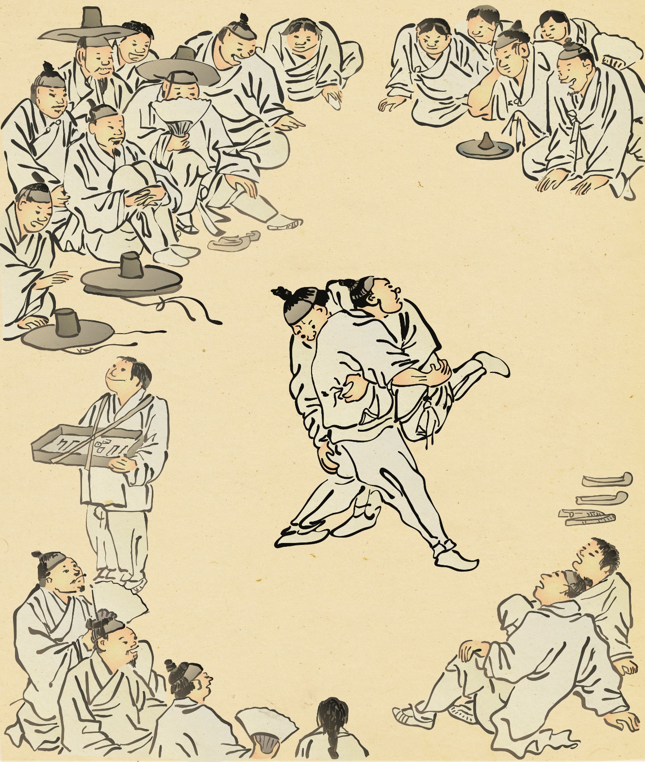 김홍도의 씨름 그림 이미지