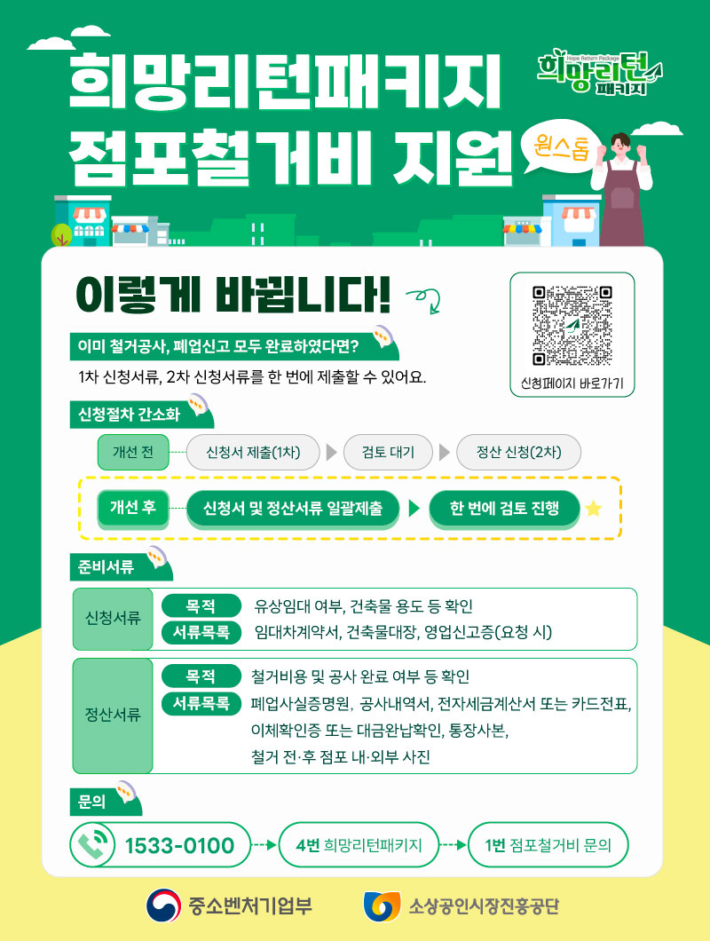 2025년 희망리턴패키지 점포철거비 지원사업 [신청방법 및 변경사항 안내]