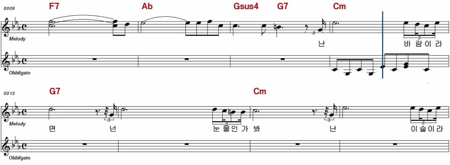 백미현 난 바람 넌 눈물 악보