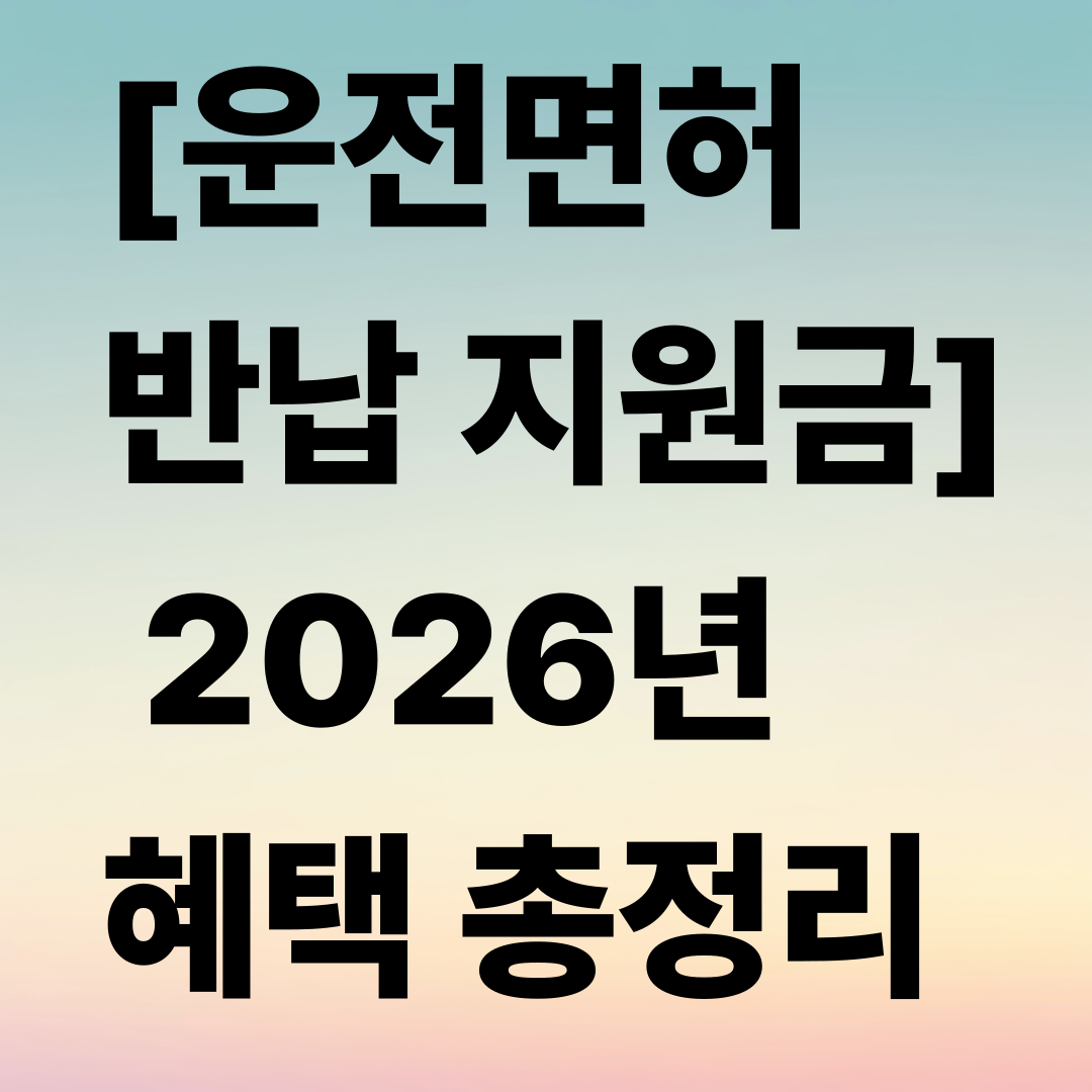 [운전면허 반납 지원금] 2026년 혜택 총정리
