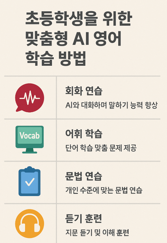 초등학생을 위한 맞춤형 AI 영어 학습 방법 관련 이미지 사진