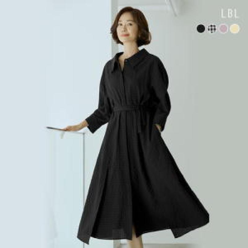 LBL 시어서커 체크 셔츠원피스