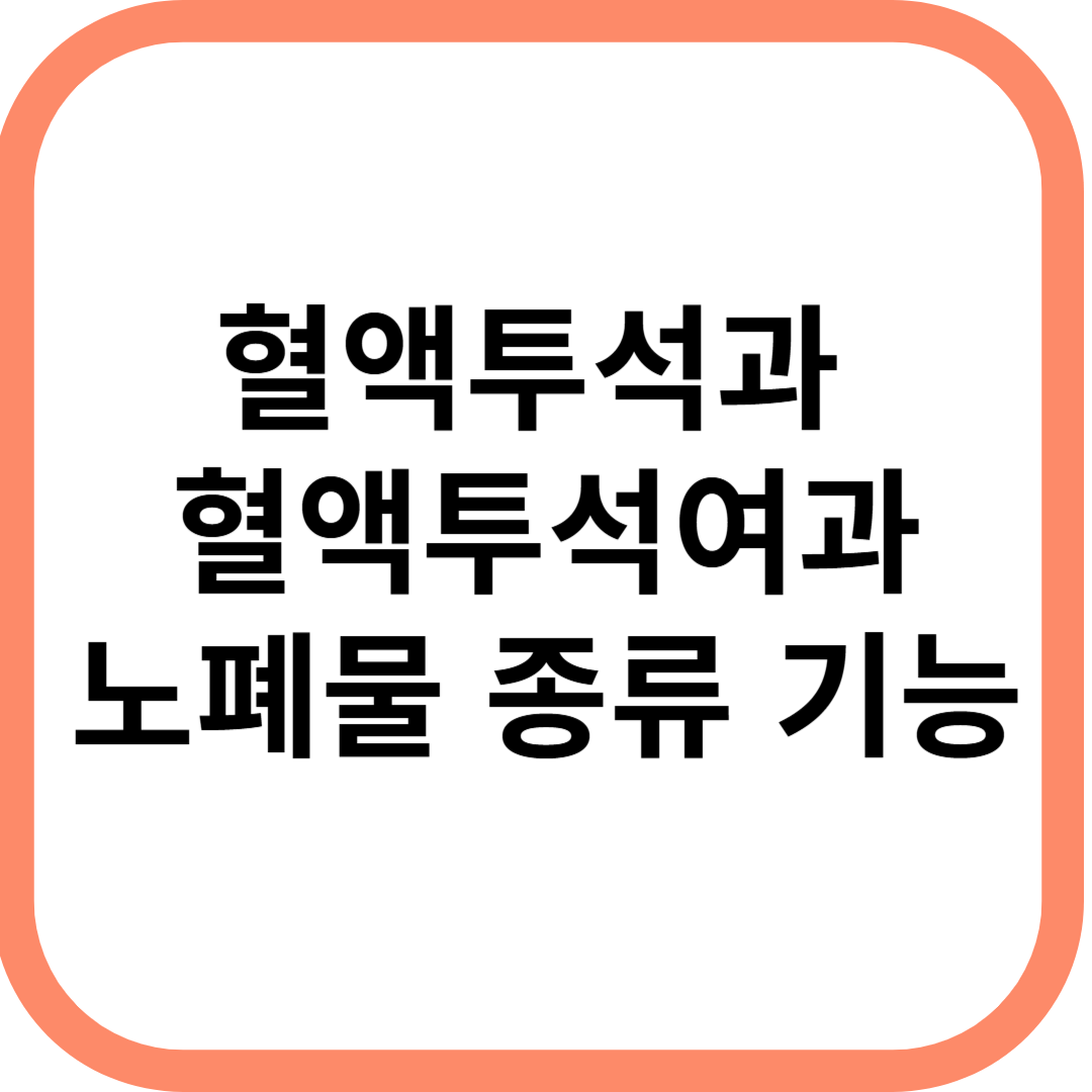 혈액투석 노폐물 종류와 기능
