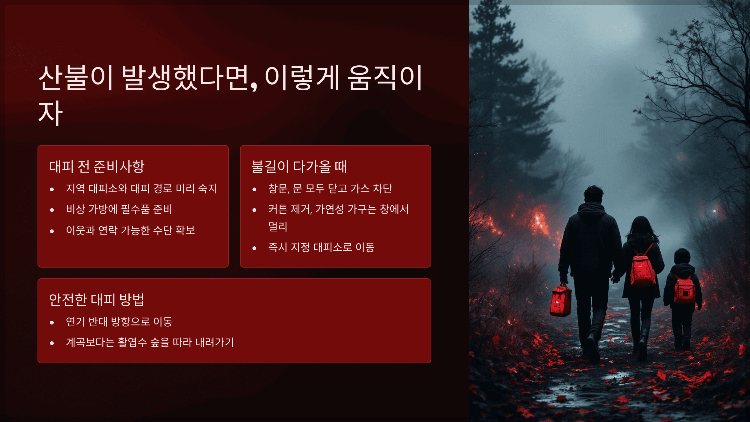 산불이 발생했다면, 이렇게 움직이자