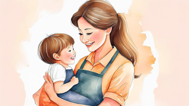 아이를 안고 있는 선생님 그림