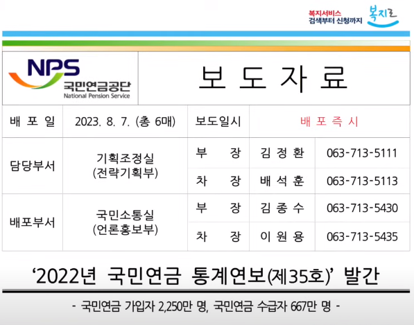 국민연금공단 보도자료
