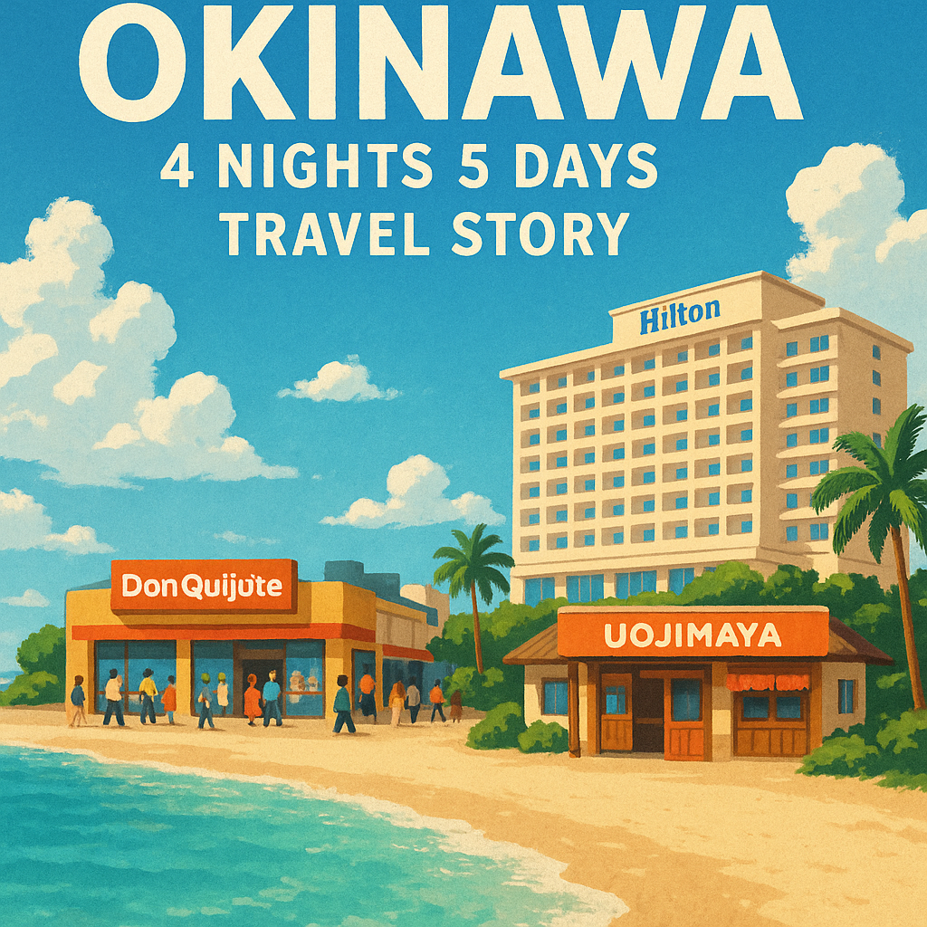 힐튼 오키나와 차탄 리조트 앞 에메랄드빛 해변, 푸른 하늘