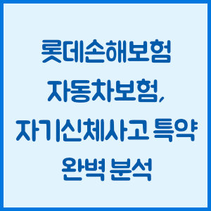 롯데손해보험 자동차보험, 자기신체사고 특약 완벽 분석