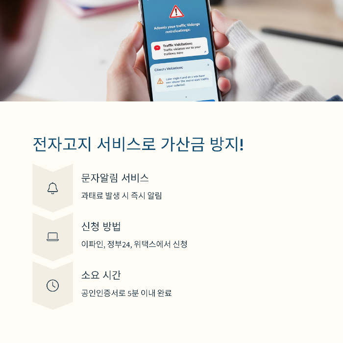 전자고지, 문자알림 서비스 신청 방법