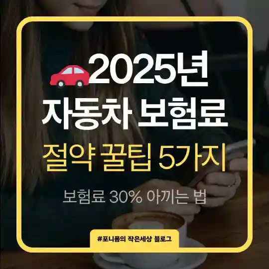 2025년 자동차 보험료 절약 꿀팁 5가지 인포그래픽