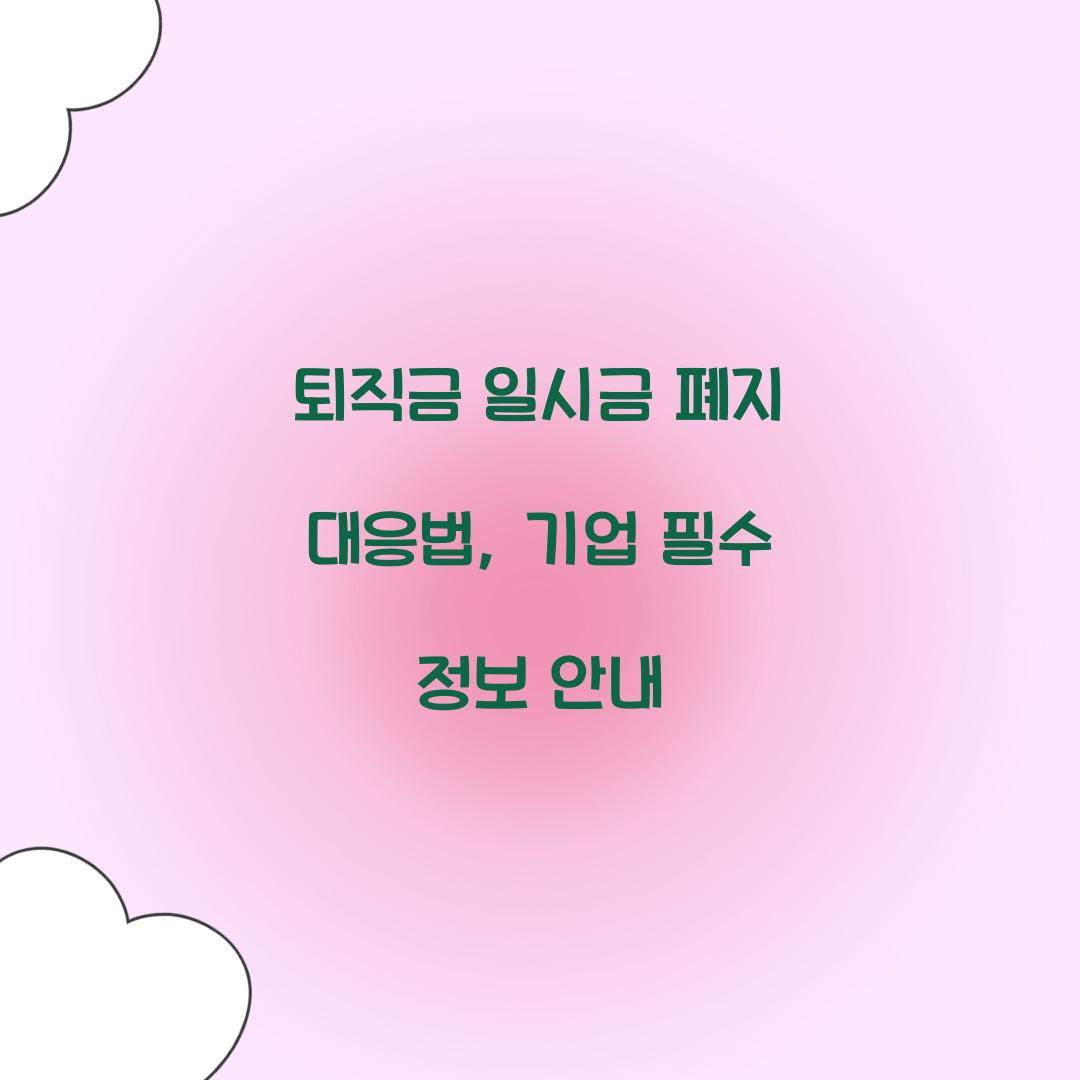 퇴직금 일시금 폐지 대응법