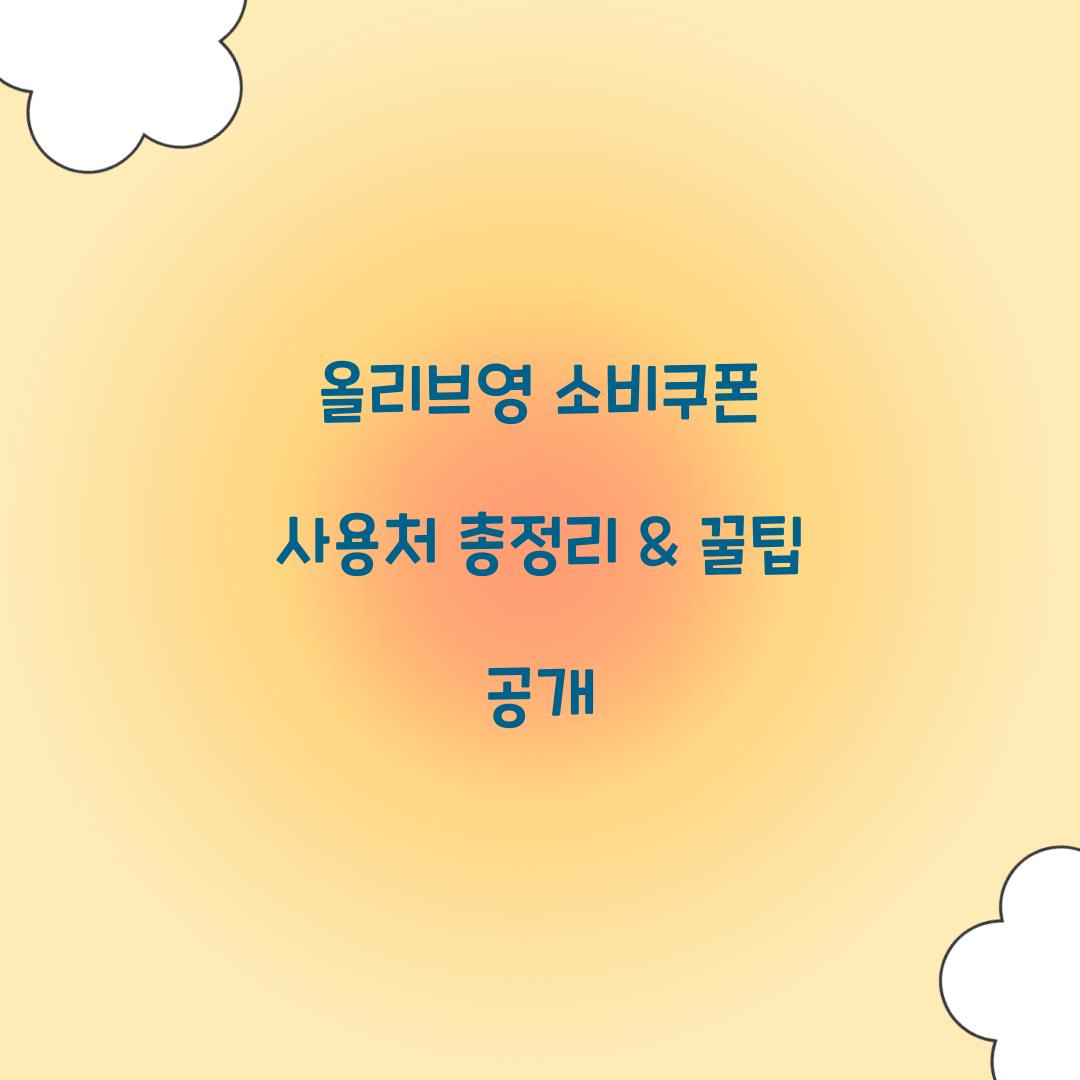 올리브영 소비쿠폰 사용처