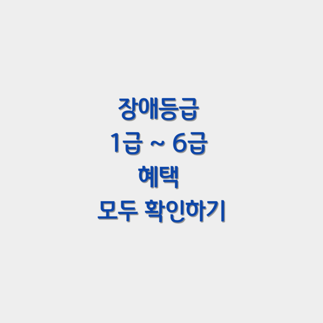 장애등급 1급부터 6급 혜택 모두 확인하기