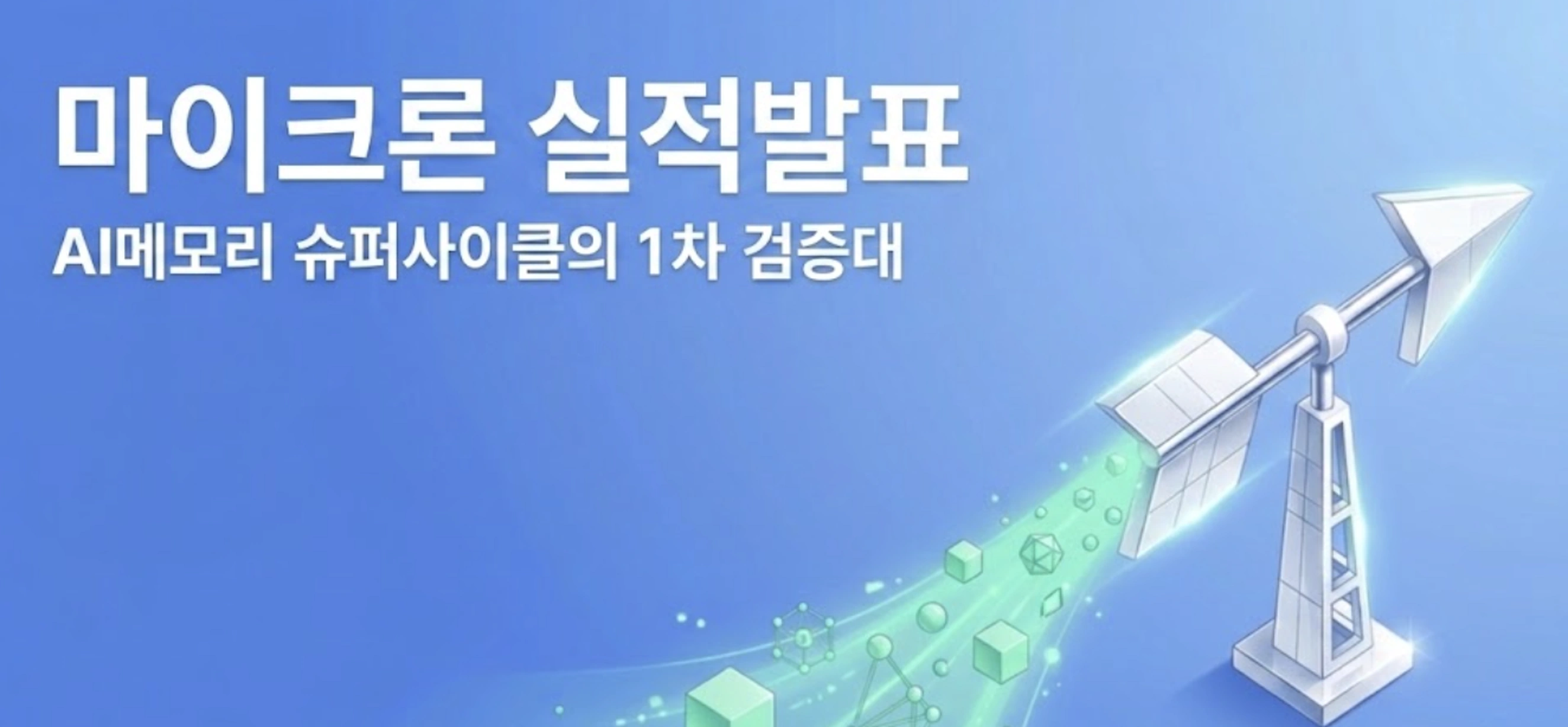 '마이크론 실적발표 AI메모리 슈퍼사이클의 1차 검증대'라는 문구가 적힌 마이크론 실적발표 대표 이미지. 이 이미지는 마이크론 실적발표 결과와 앤트로픽 계약, 컨센서스와 가이던스를 메모리 풍향계로 시각화해 전달하며, 블로그의 마이크론 실적발표 결과 분석과 AI 메모리 슈퍼사이클 관련 내용을 설명함