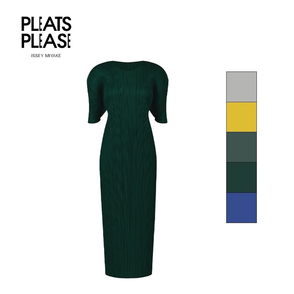 이세이미야케 플리츠플리즈 22년 먼슬리컬러 라운드넥 반팔 원피스 JH125