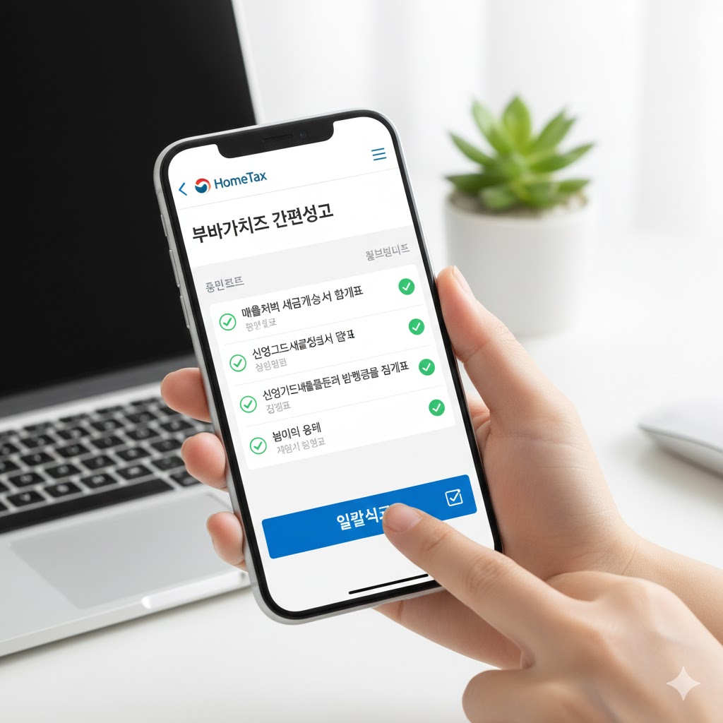 '스마트폰으로 간편하게 세금 신고하는 화면 이미지'