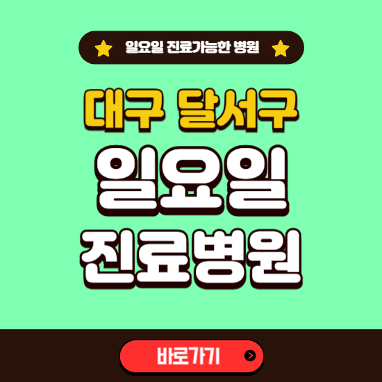 대구 달서구 일요일 진료 가능한 병원 ❘ 주말 문여는 곳 총정리 (소아과, 내과, 안과, 치과, 피부과, 정형외과, 산부인과)