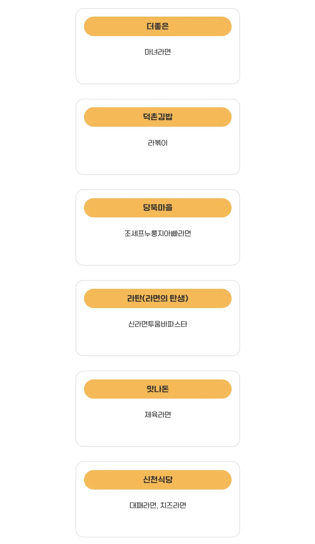 식음 프로그램 - 먹을라면! 라면테마광장
