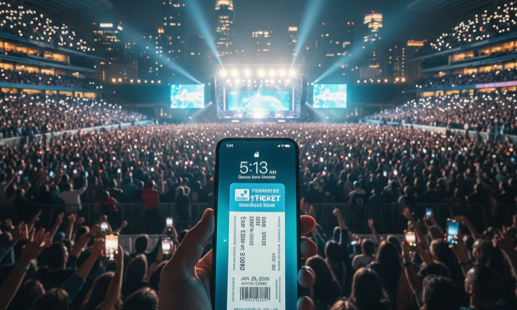 이벤트와 공연을 중심으로 여행 계획을 세우는 장면을 표현한 이미지