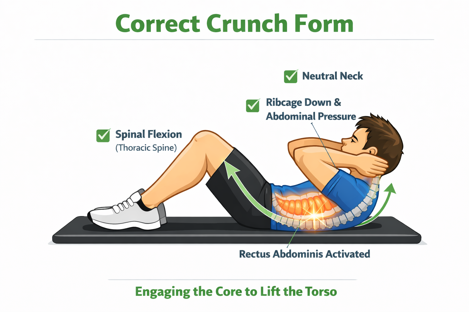 크런치 복근 자극 자세