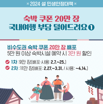 2024 설 연휴 비수도권 숙박쿠폰 고속도로 통행료 면제