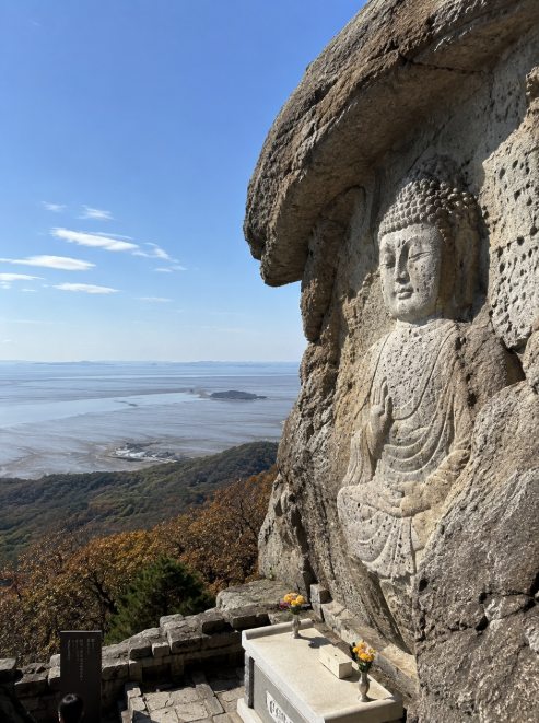 강화 석모도 보문사 낙가산 눈썹바위 마애석불좌상 전경
