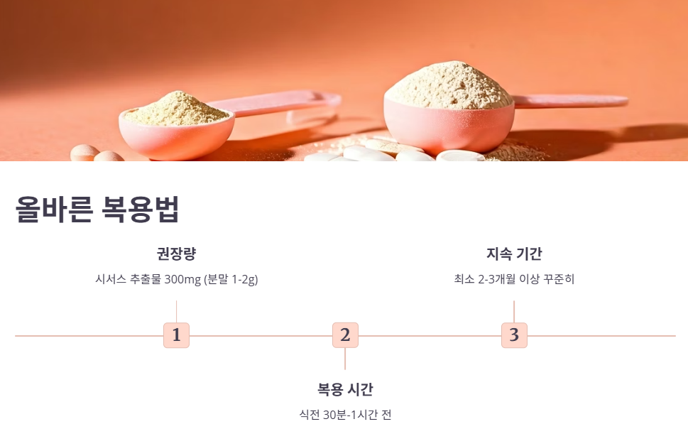 시서스 복용방법, 권장량, 그리고 최적의 시간