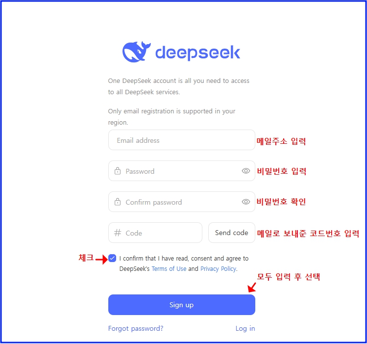 딥시크 사용방법&amp;#44; 필수 정보 입력 화면