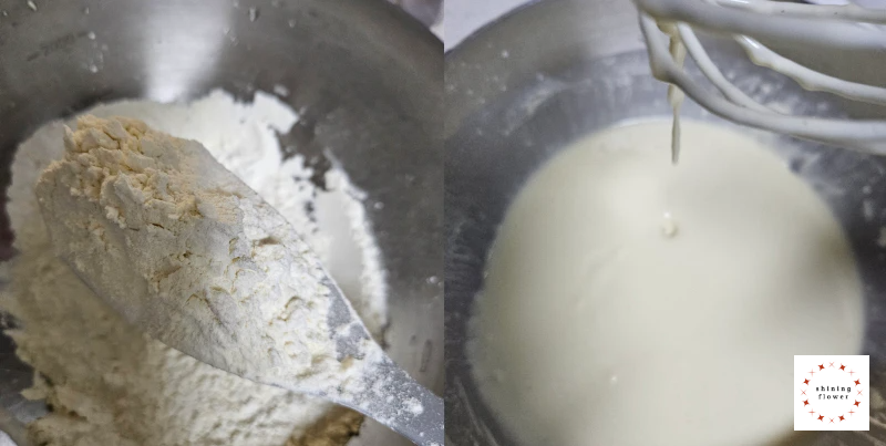 부침가루에 찬물 부어서 반죽하기