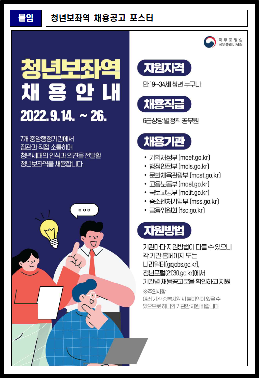 청년보좌역 채용공고 포스터
