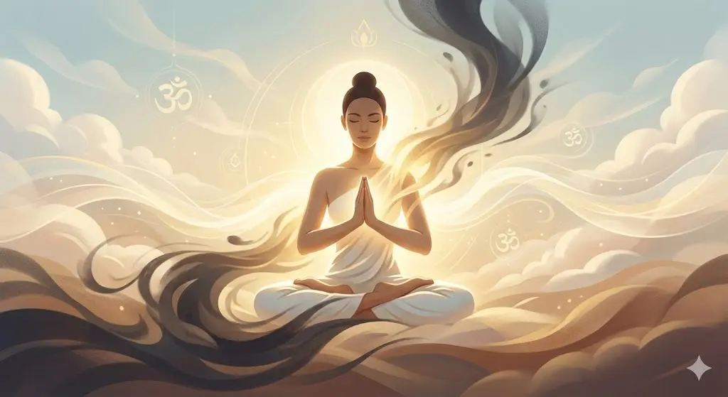 마음의 평화를 찾는 명상이나 기도 이미지'