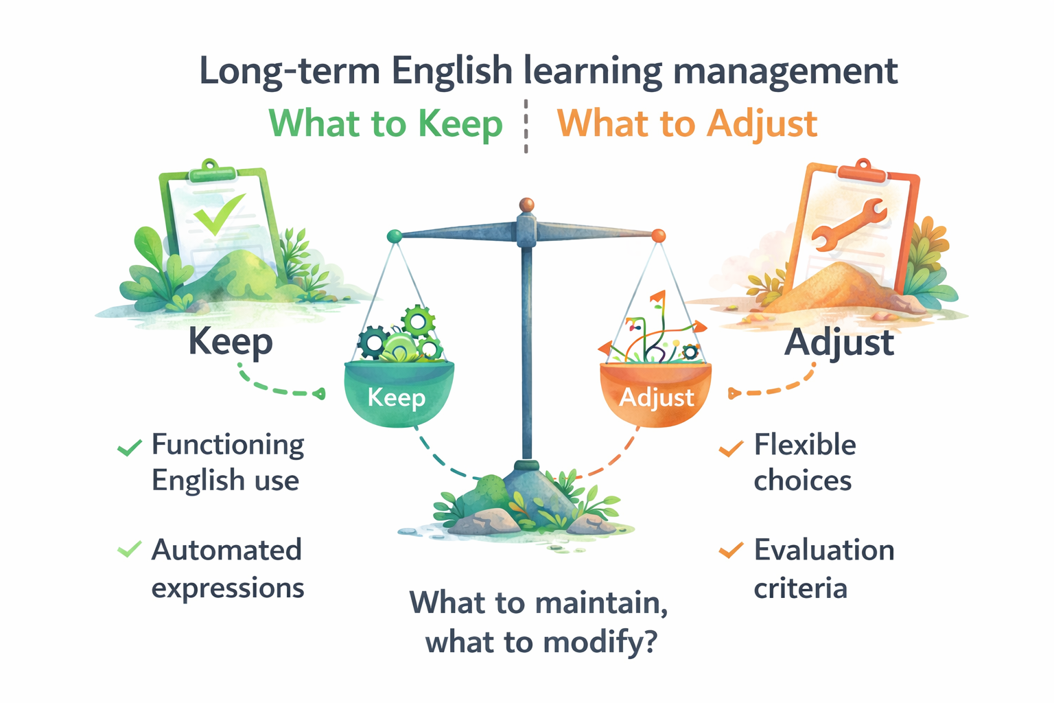 장기 학습 관리에서 무엇을 유지하고, 무엇을 조정해야 하는가