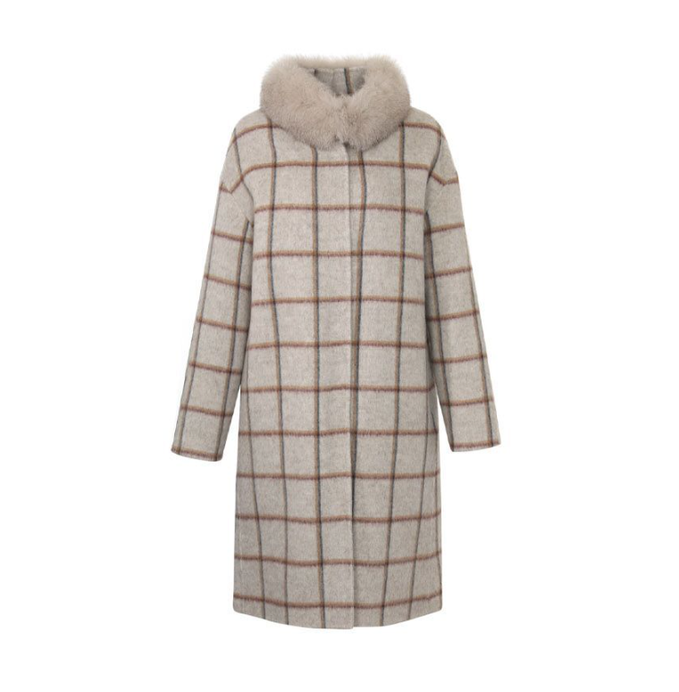 KBS1 마리와 별난 아빠들 41회 금보라(윤순애) 체크 코트 &ndash; 레노마 레이디 폭스퍼 앙고라 미디 코트