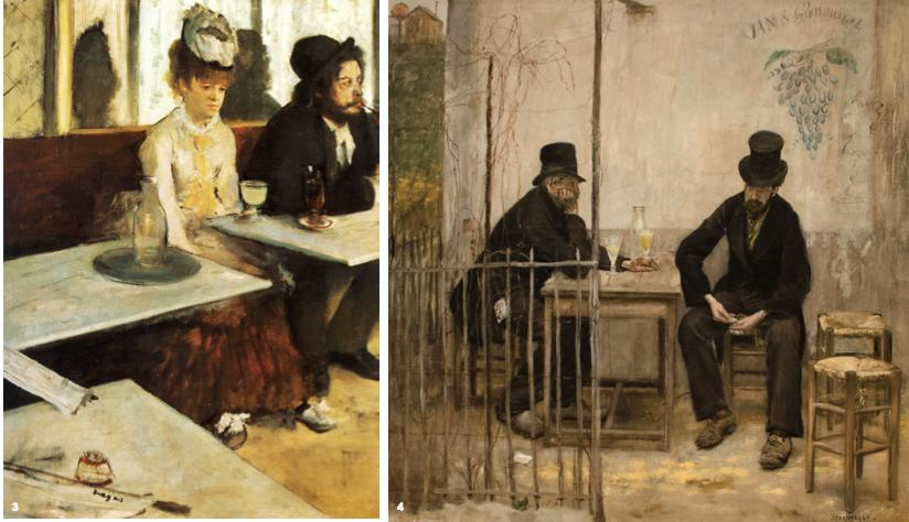 3. ‘The Absinthe Drinker’, Edgar Degas, oil on canvas, 92×68cm, 1876, Musee d'Orsay, Paris 4. ‘The Absinthe Drinkers’, Jean Francois Raffaelli, oil on canvas, 107.9×107.9cm, 1881, Fine Arts Museums of San Francisco, California